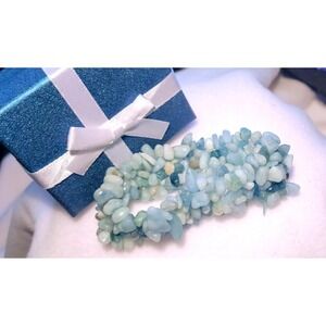 Aquamarine Chip Stretch Bracelet Natural‎ Gemstone Healing Crystal Stretchy